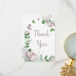 Tarjeta De Agradecimiento flores moradas mariposas boda