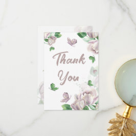 Tarjeta De Agradecimiento flores moradas mariposas boda