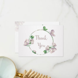 Tarjeta De Agradecimiento flores moradas mariposas boda
