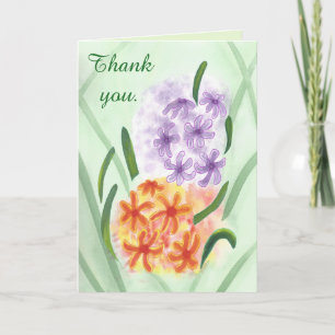 Tarjeta De Agradecimiento Flores moradas Naranjas, Hyacinth Gracias Cartas