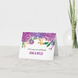 Tarjeta De Agradecimiento Flores Moradas Pintadas con Acuarela | Gracias