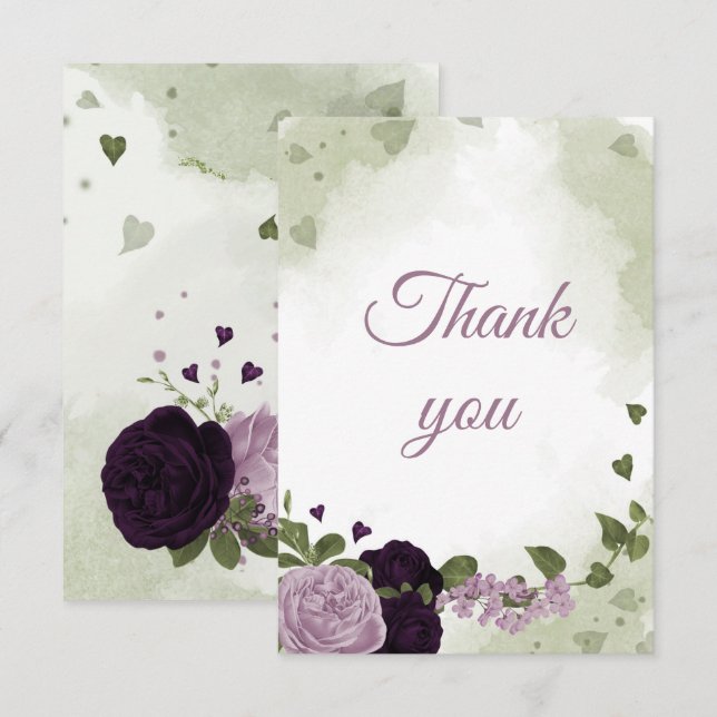 Tarjeta De Agradecimiento flores moradas profundas y claras bastante bonitas (Anverso / Reverso)
