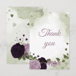 Tarjeta De Agradecimiento flores moradas profundas y claras bastante bonitas