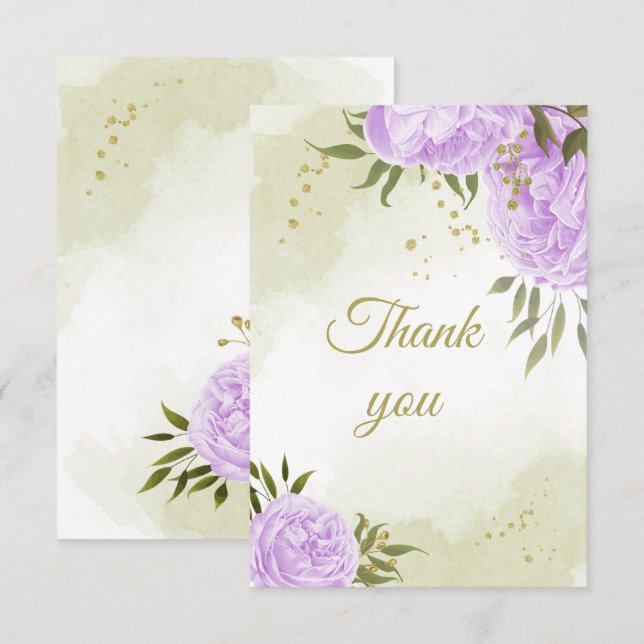 Tarjeta De Agradecimiento flores moradas vegetación botánica (Anverso / Reverso)