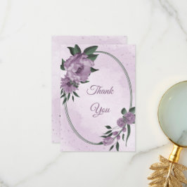 Tarjeta De Agradecimiento flores moradas vegetación botánica boda