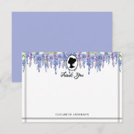 Tarjeta De Agradecimiento Flores Moradas Vintage Época Regencia Despedida de