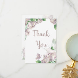 Tarjeta De Agradecimiento flores morados mariposas boda