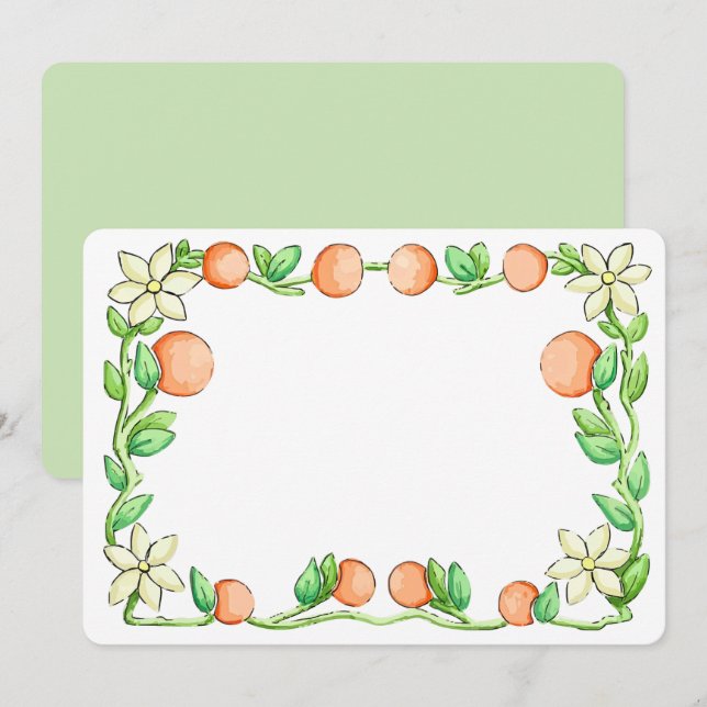 Tarjeta De Agradecimiento Flores naranjas (Anverso / Reverso)