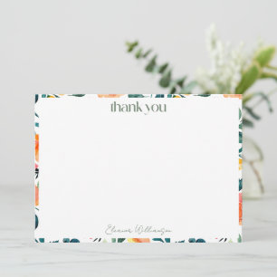 Tarjeta De Agradecimiento Flores Naranjas Rústicas Nombre Personalizado para