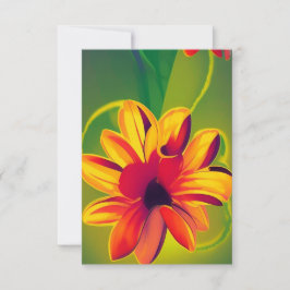 Tarjeta De Agradecimiento Flores naranjas voces doradas de gatitos verdes ro