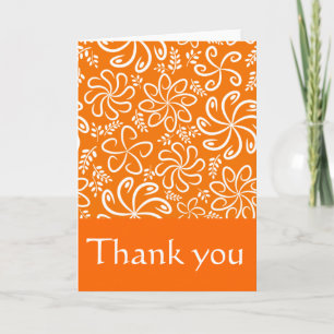 Tarjeta De Agradecimiento Flores naranjas y hojas divertidas