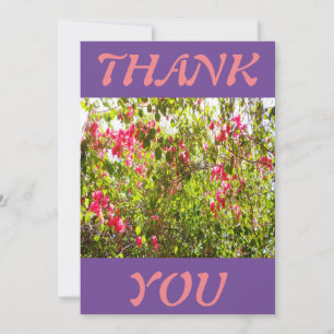 Tarjeta De Agradecimiento Flores naturales de color verde rosa hojas de la i