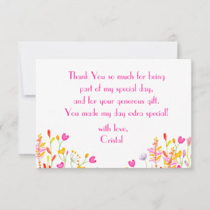 Tarjeta De Agradecimiento Flores neon prados cumpleaños adultos