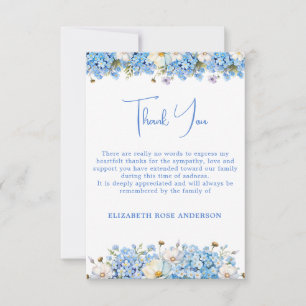 Tarjeta De Agradecimiento Flores Nomeolvides Azules Modernas Funeral Memoria
