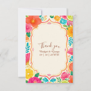 Tarjeta De Agradecimiento Flores Nupciales de Cítricos Tropicales Brillantes