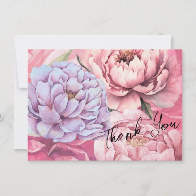 Tarjeta De Agradecimiento Flores peones personalizadas (Anverso)