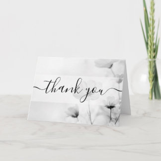 Tarjeta De Agradecimiento Flores personalizadas en blanco y negro, agradecim
