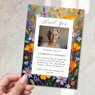 Tarjeta De Agradecimiento Flores pintadas Solidaridad Fotografía Funeral