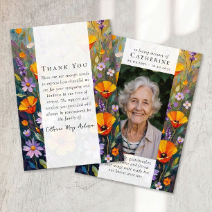 Tarjeta De Agradecimiento Flores pintadas Solidaridad Fotografía Funeral