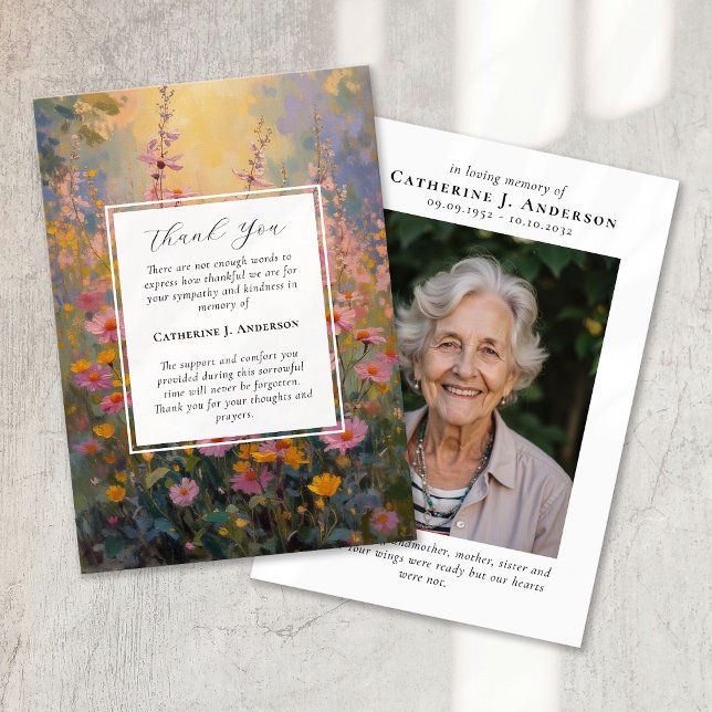 Tarjeta De Agradecimiento Flores pintadas Solidaridad Fotografía Funeral (Subido por el creador)