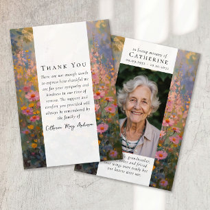 Tarjeta De Agradecimiento Flores pintadas Solidaridad Fotografía Funeral