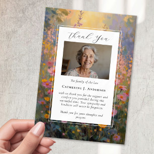 Tarjeta De Agradecimiento Flores pintadas Solidaridad Fotografía Funeral