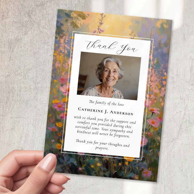 Tarjeta De Agradecimiento Flores pintadas Solidaridad Fotografía Funeral (Subido por el creador)