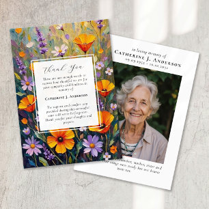 Tarjeta De Agradecimiento Flores pintadas Solidaridad Fotografía Funeral