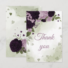 Tarjeta De Agradecimiento flores púrpuras claras y profundas de bonito