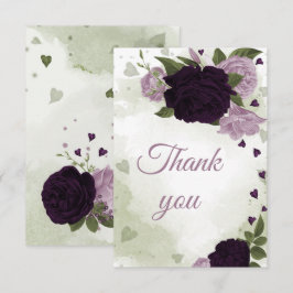 Tarjeta De Agradecimiento flores púrpuras claras y profundas de bonito