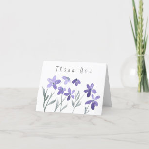 Tarjeta De Agradecimiento Flores púrpuras de la acuarela