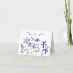 Tarjeta De Agradecimiento Flores púrpuras de la acuarela