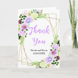 Tarjeta De Agradecimiento Flores púrpuras de primavera con follaje