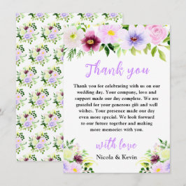 Tarjeta De Agradecimiento Flores Purpúreas de Primavera con Follaje