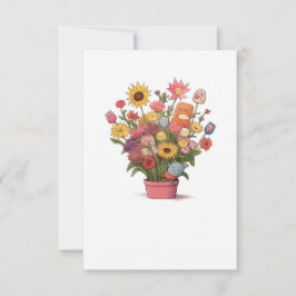 Tarjeta De Agradecimiento Flores, ramo, maceta