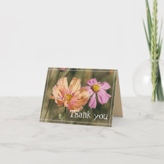 Tarjeta De Agradecimiento Flores Retro de Verano Cosmea