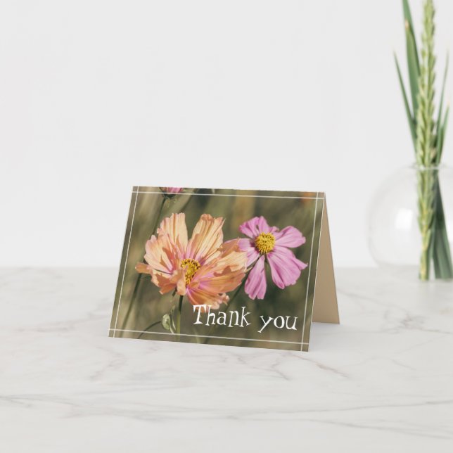 Tarjeta De Agradecimiento Flores Retro de Verano Cosmea (Anverso)