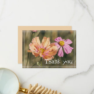 Tarjeta De Agradecimiento Flores Retro de Verano Cosmea
