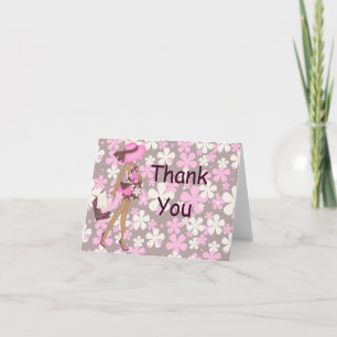Tarjeta De Agradecimiento Flores Retro Gracias Notecard (Pink AA)