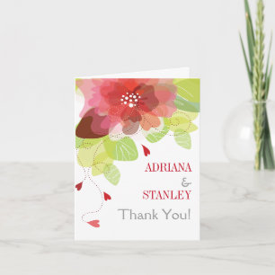 Tarjeta De Agradecimiento Flores rojas diseño floral boda de primavera Agrad