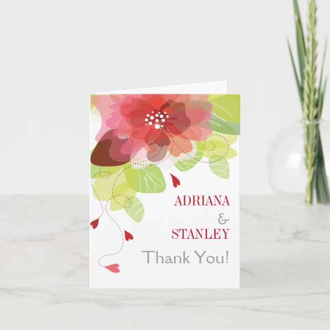 Tarjeta De Agradecimiento Flores rojas florales boda de primavera Agradecimi (Anverso)