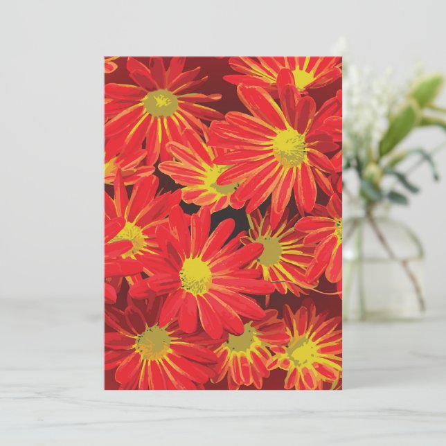 Tarjeta De Agradecimiento Flores rojas y amarillas 1 (Anverso de pie)