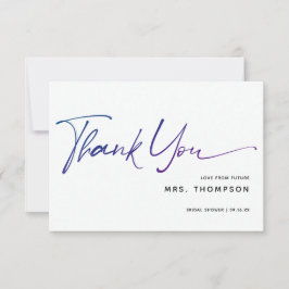 Tarjeta De Agradecimiento Flores románticas, escritura moderna, ducha de nov