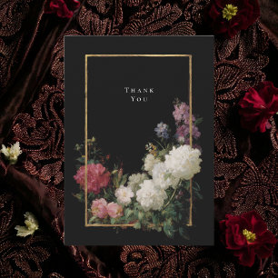 Tarjeta De Agradecimiento Flores románticas oscuras y melancólicas con falso