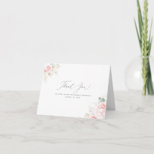 Tarjeta De Agradecimiento Flores rosa pastel Elegante Gracias