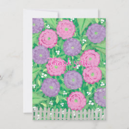 Tarjeta De Agradecimiento Flores rosa y morada Gracias Cartas
