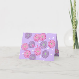Tarjeta De Agradecimiento Flores rosa y morada Gracias Cartas Cumpleaños