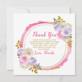 Tarjeta De Agradecimiento Flores rosa y morado elegantes 16