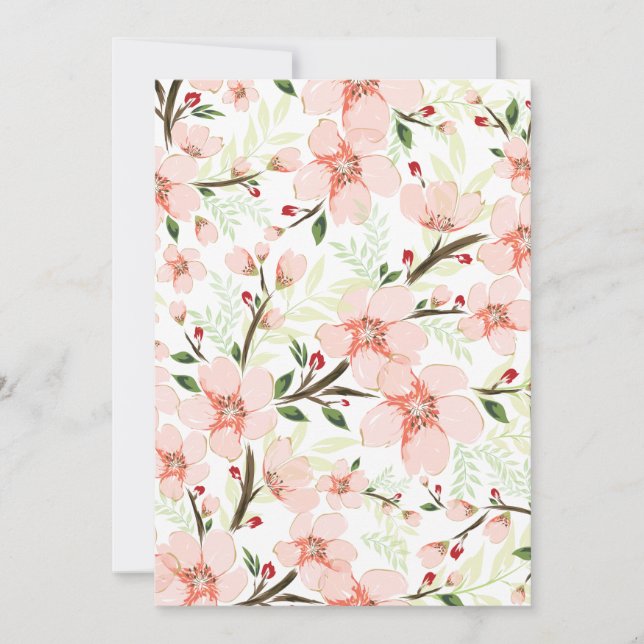 Tarjeta De Agradecimiento Flores rosadas (Anverso)