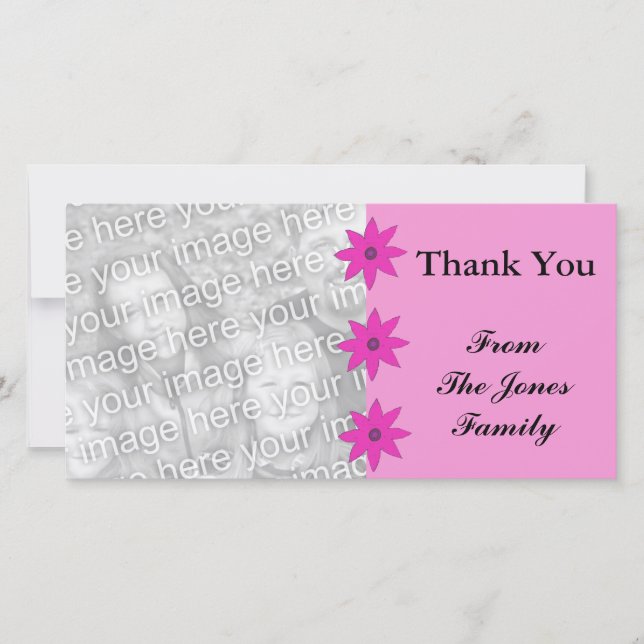 Tarjeta De Agradecimiento flores rosadas (Anverso)